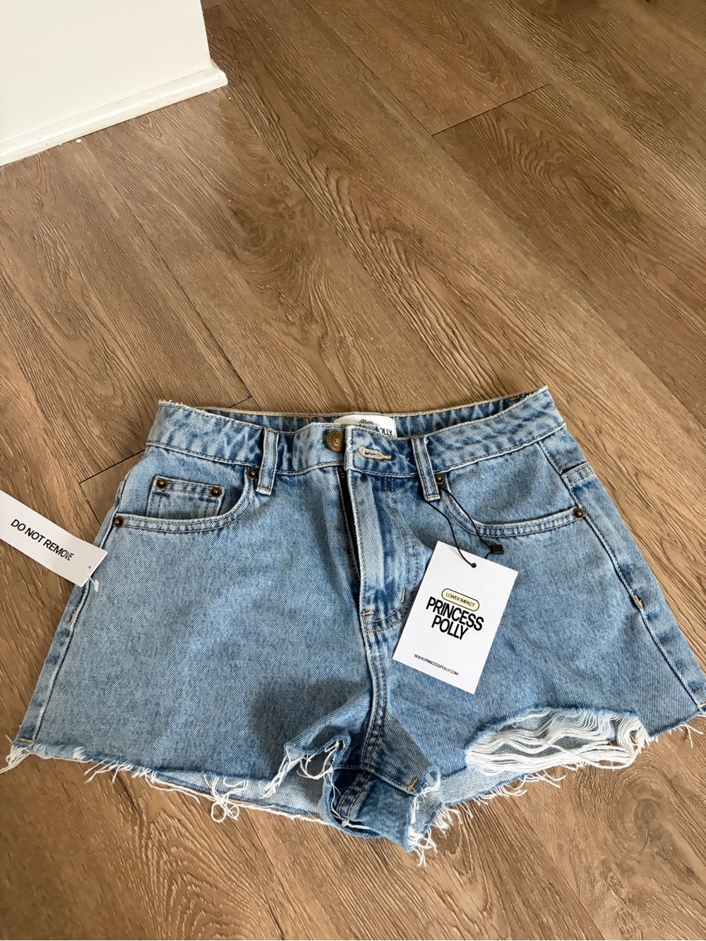 Princess Polly Faded Light Blue High-Rise Denim Cutoff Shorts